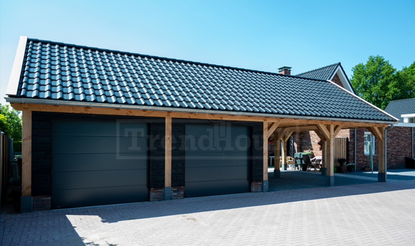 Trendhout-eiken-douglas-houten-schuur-garage-met-dubbele-carport-maatwerk-kopen-en-laten-bouwen-bouwpakket-met-zolder-Eeneind-Gerwen-Nederwetten-Nuenen