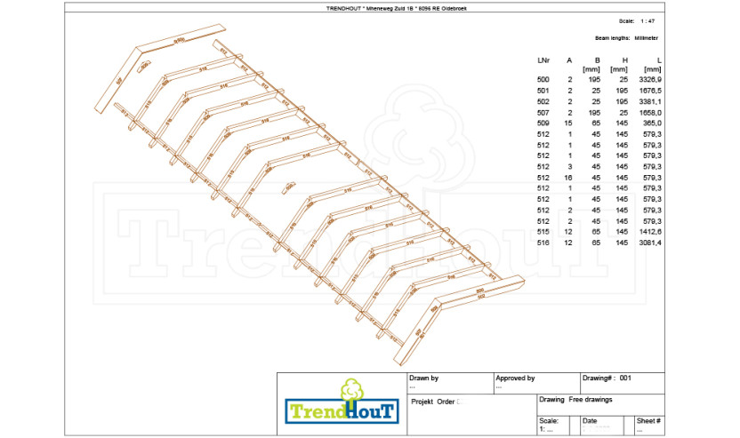 Trendhout-nummertekening-2-productie-Oldebroek-houtbouw-eiken-houten-schuren-en-kapschuren-bouwtekeningen-montagehandleidingen