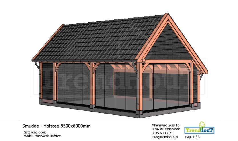 Trendhout-tekening-productie-Oldebroek-houtbouw-eiken-houten-schuren-en-kapschuren-bouwtekeningen-montagehandleidingen