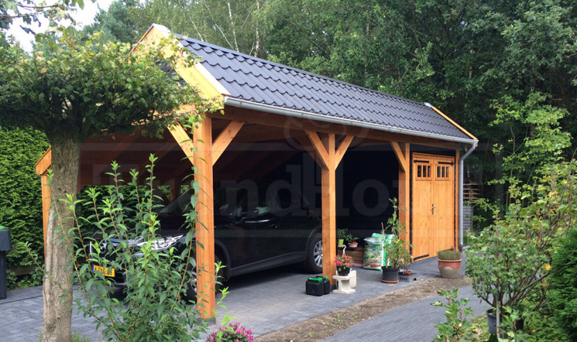douglas-houten-kapschuur-bouwpakket-de-Stee-Trendhout-schuur-met-carport