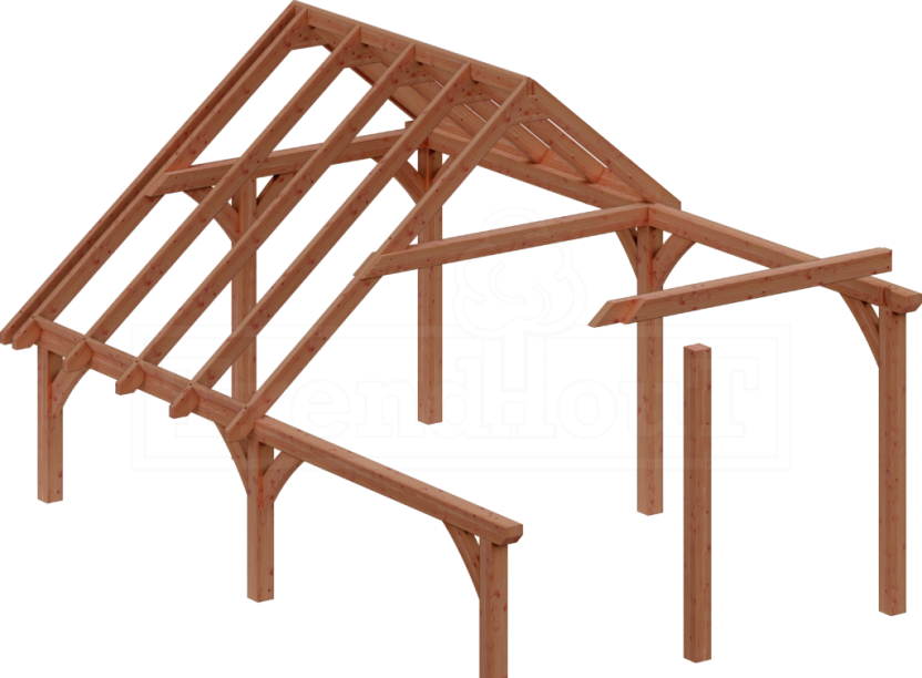 douglas-houten-overkapping-kapschuur-bouwpakket-de-hoeve-XL-opbouw-constructie