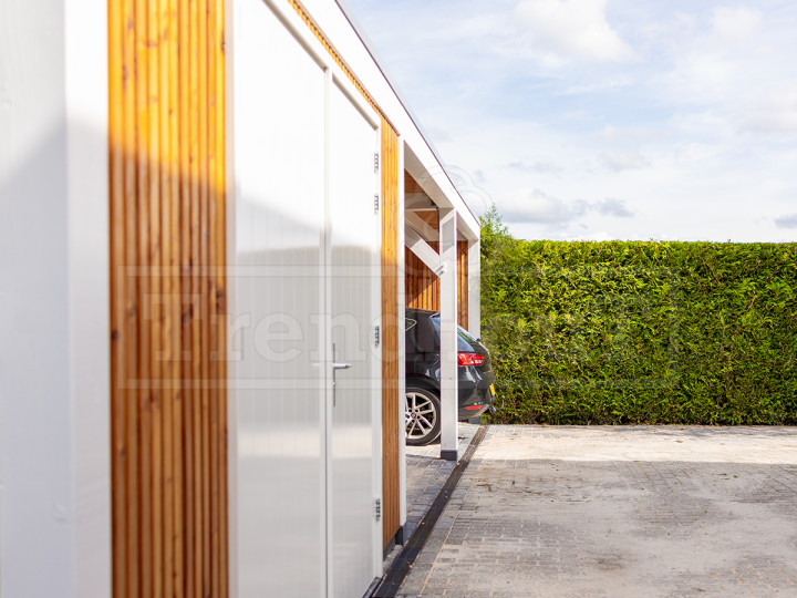 maatwerk-strak-design-carport-plat-dak-voor-zonnepanelen-Trendhout-palermo-garage-of-schuur-met-dubbele-carport-moderne-uitstraling-strak-design-met-rhombus-planken