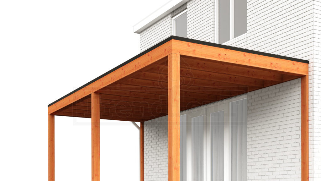 Modena moderne veranda houten overkapping aan huis strak Trendhout aanbouw