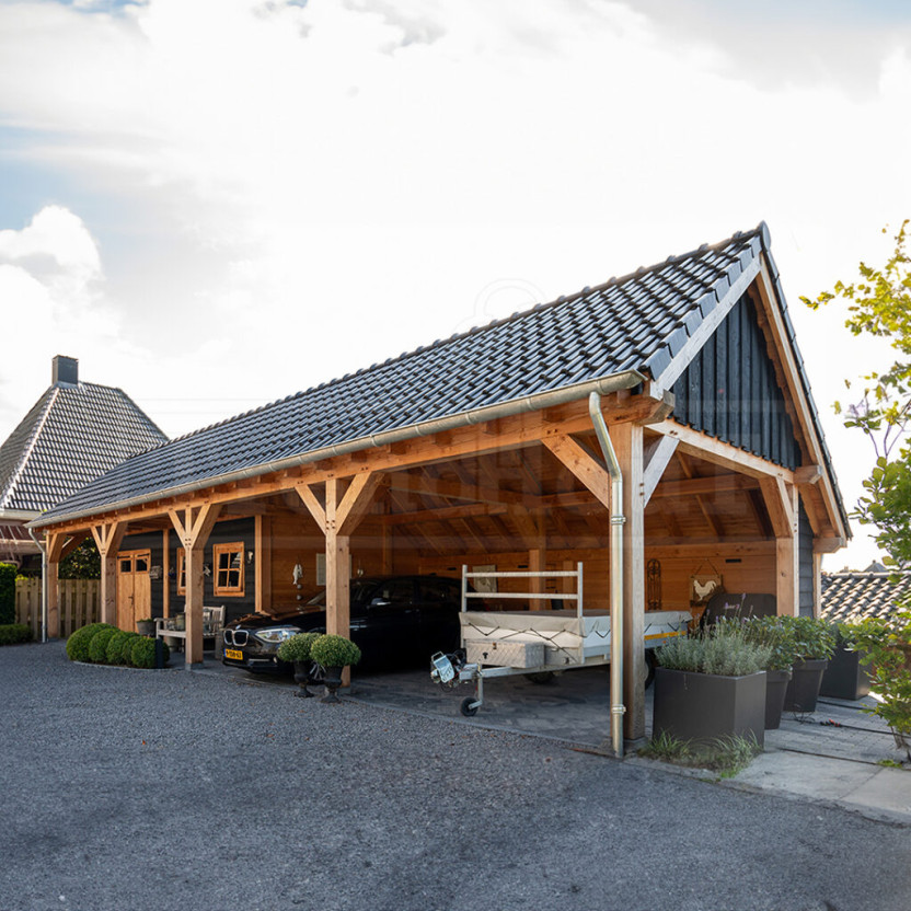 grote douglas houten kapschuur constructie garage met carport op maat als bouwpakket laten bouwen trendhout (5)